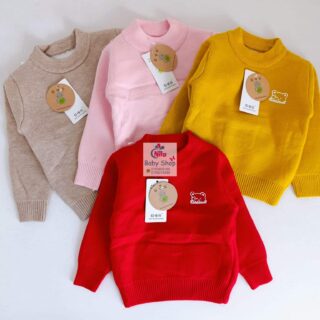 Kids Stylish Woven Round Neck Pullover Sweater