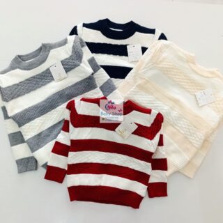 Kids Fashion Full Sleeves Warm Woven Round Neck Sweater