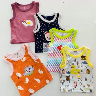 Carter’s Unisex Baby Cotton Sleeveless Vest Set – 5-Pack Printed Singlets