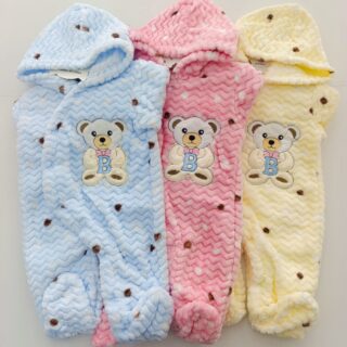 Baby Romper Buttoned Hooded Overall One Piece Bodysuit