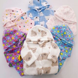 Baby Fleece Hooded Sleepsuit Romper - Warm Winter One-Piece, Multi-Color