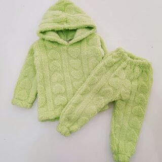 Fluffy Baby Hooded Tracksuit Set for Boys & Girls – Soft Top and Matching Pants